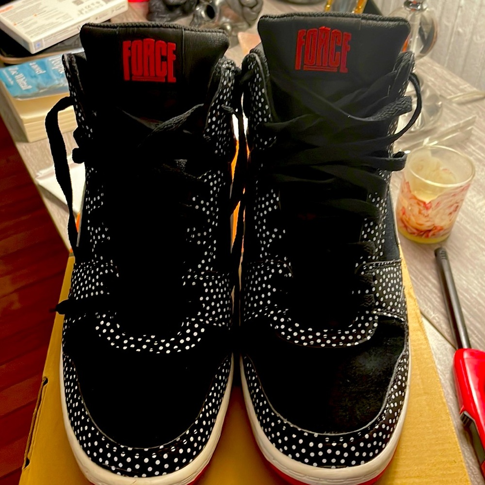 Nike Force sneakers with internal wedge. Maybe about an inch. no box
